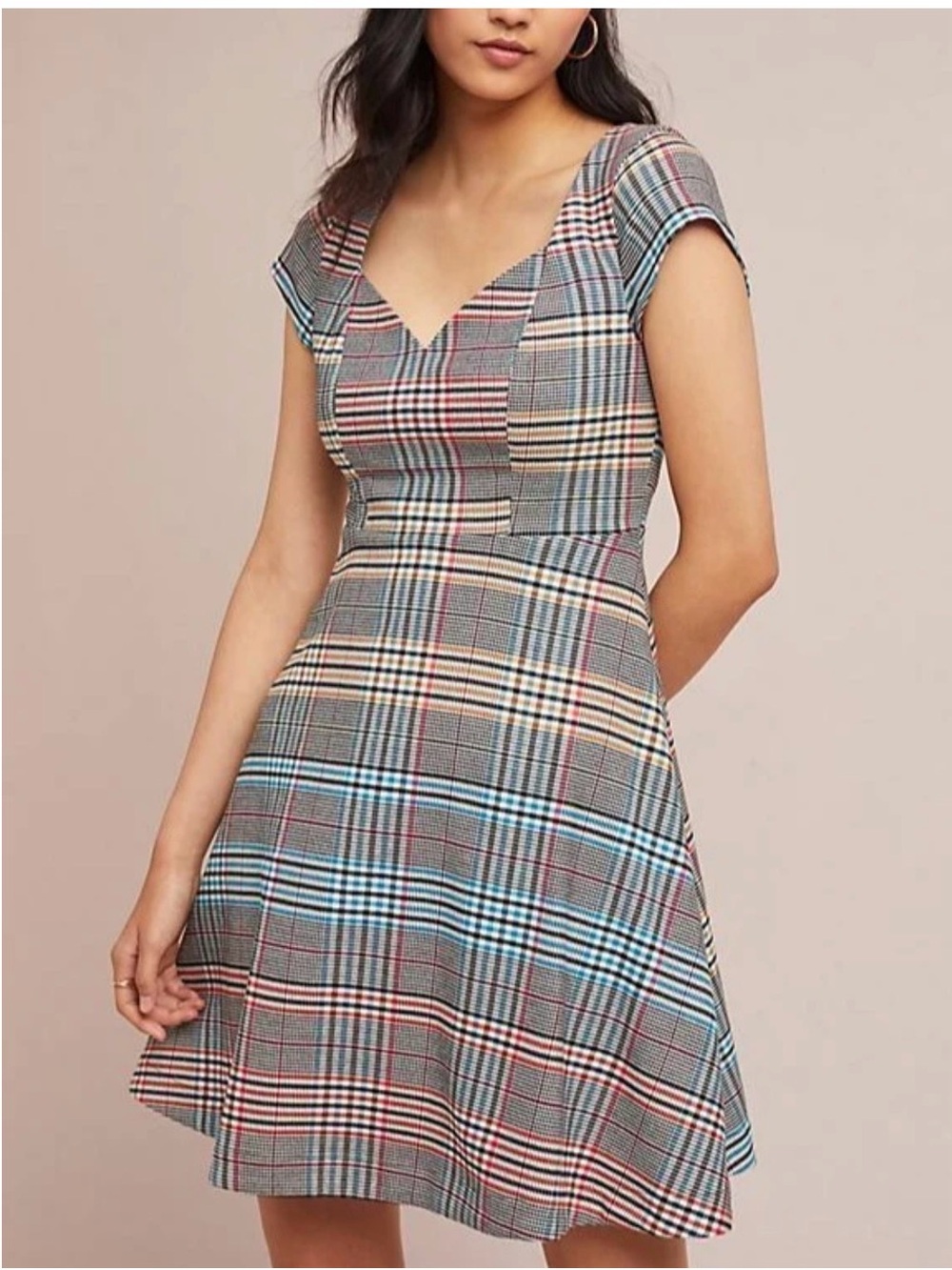 Anthropologie Moulinette Soeurs Plaid Sweetheart Fit & Flare Dress Size 0